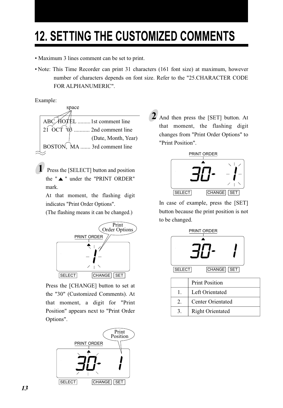 Setting the customized comments | Lathem 5000E Plus User Manual | Page 18 / 62