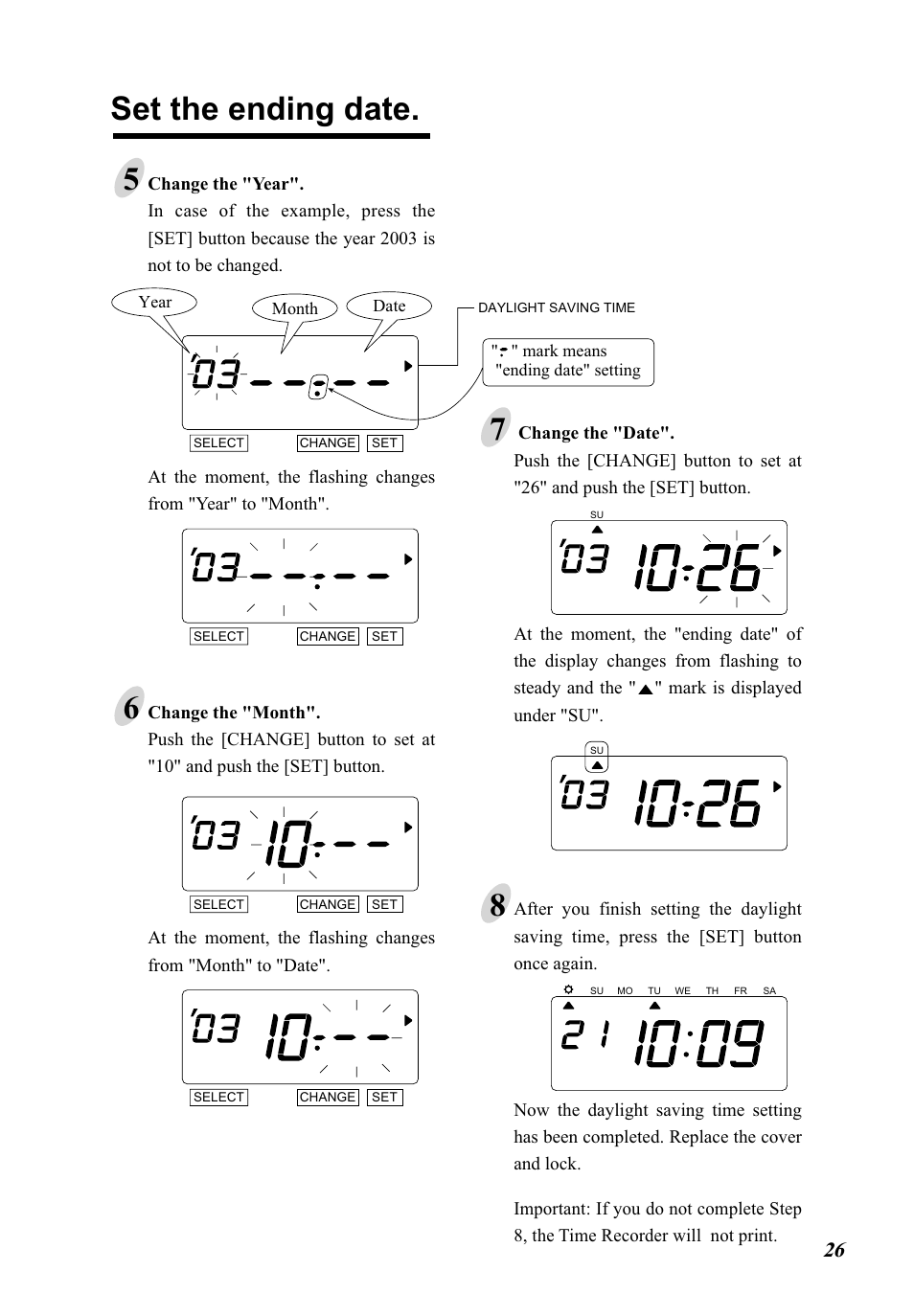 Set the ending date | Lathem 5000E Plus User Manual | Page 31 / 62