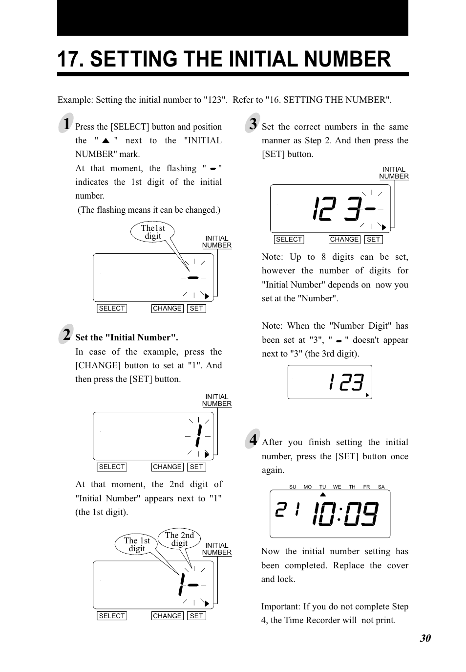 Setting the initial number | Lathem 5000E Plus User Manual | Page 35 / 62