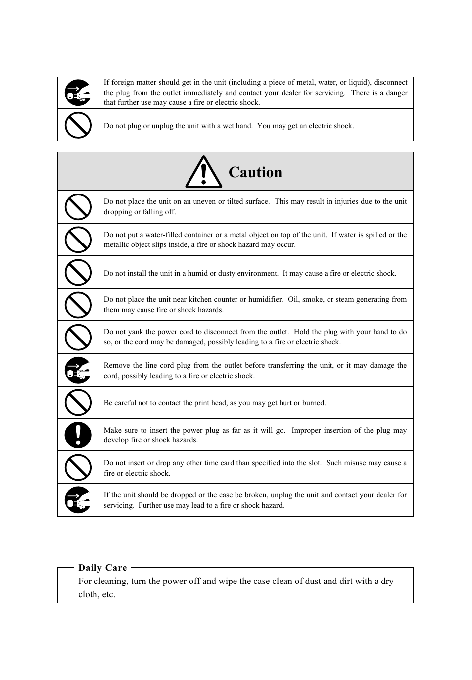 Caution | Lathem 5000E Plus User Manual | Page 4 / 62