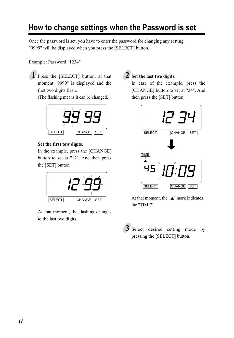 How to change settings when the password is set | Lathem 5000E Plus User Manual | Page 46 / 62