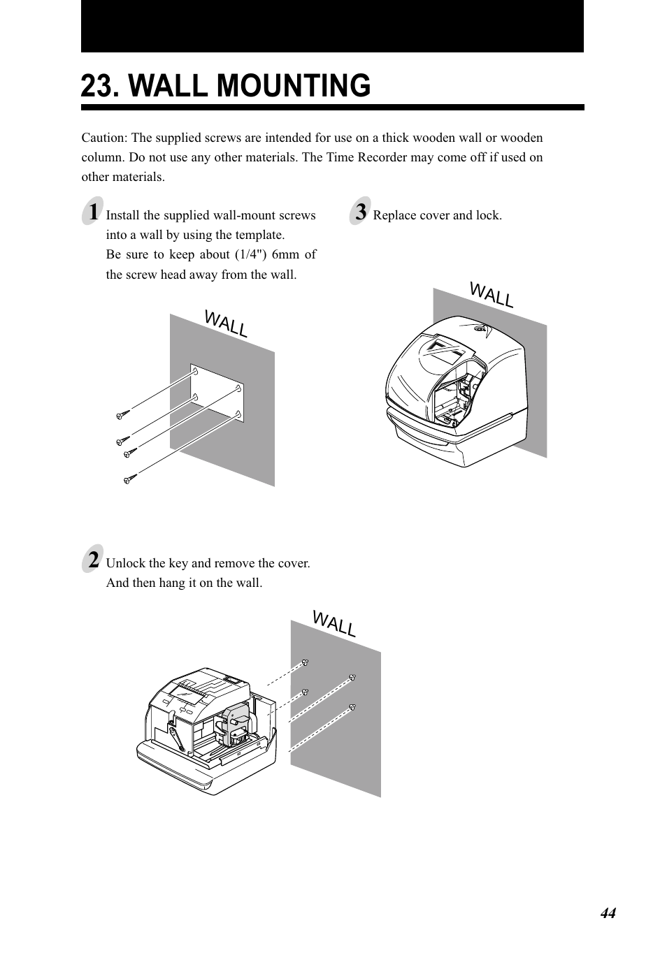 Wall mounting | Lathem 5000E Plus User Manual | Page 49 / 62