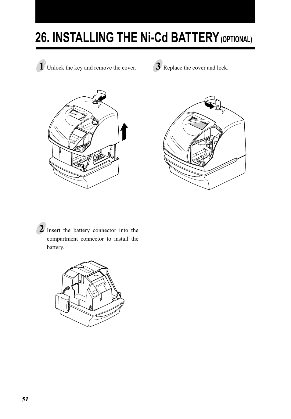 Installing the ni-cd battery | Lathem 5000E Plus User Manual | Page 56 / 62