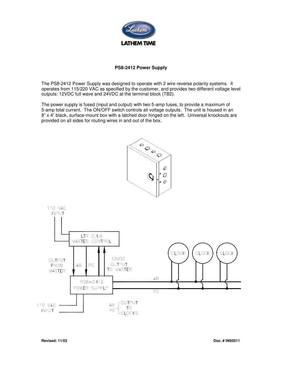 Lathem PS8-2412 User Manual | 1 page