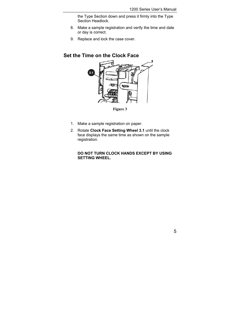Set the time on the clock face | Lathem 1200 Series User Manual | Page 7 / 12