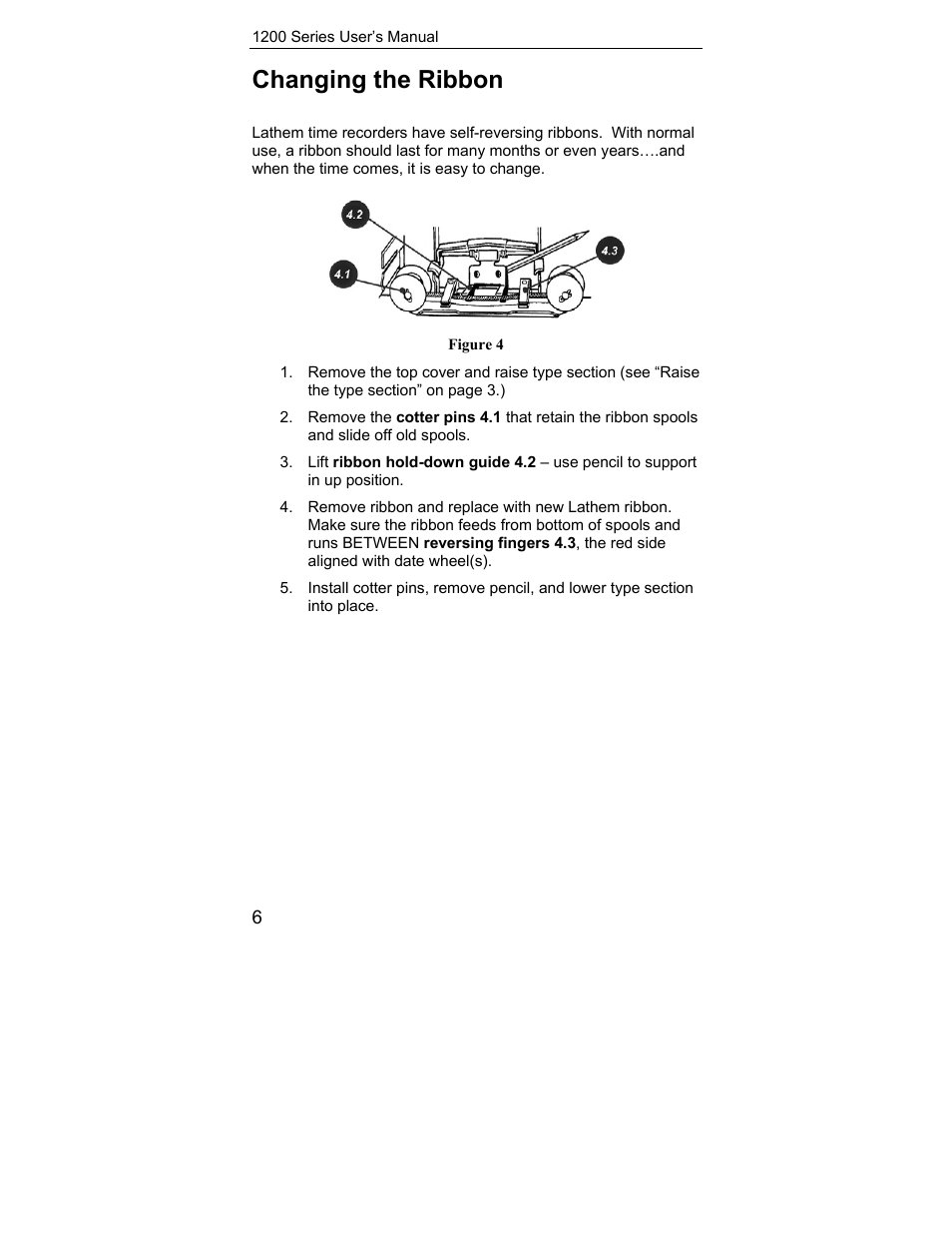 Changing the ribbon | Lathem 1200 Series User Manual | Page 8 / 12