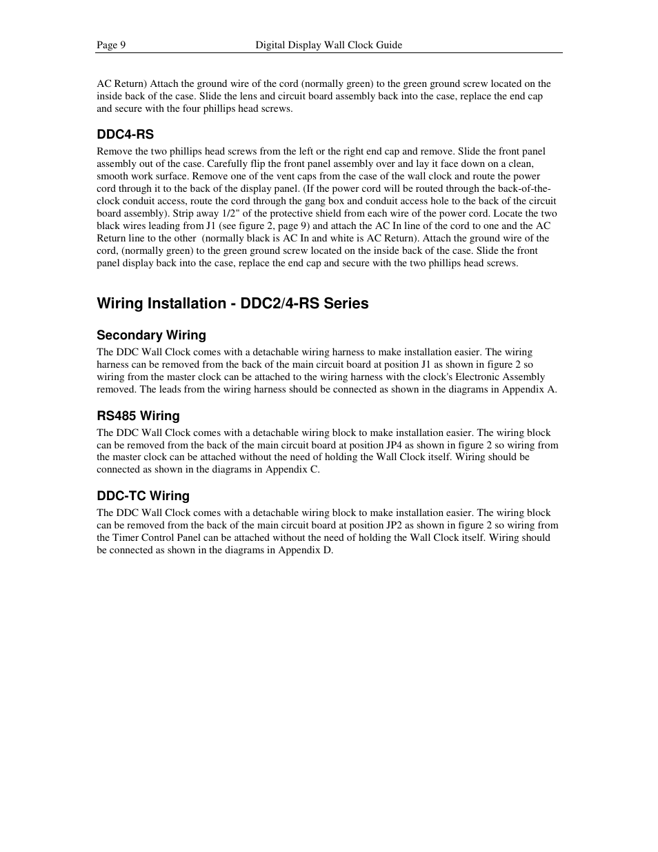 Wiring installation - ddc2/4-rs series | Lathem DDC2 User Manual | Page 15 / 63