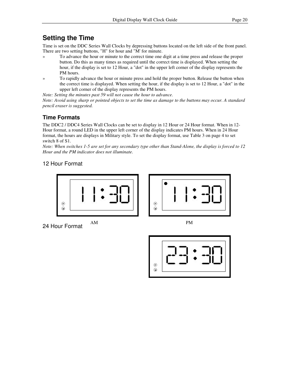 Setting the time, Time formats, 12 hour format | 24 hour format | Lathem DDC2 User Manual | Page 26 / 63