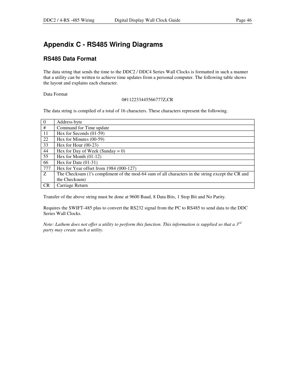 Appendix c - rs485 wiring diagrams | Lathem DDC2 User Manual | Page 52 / 63