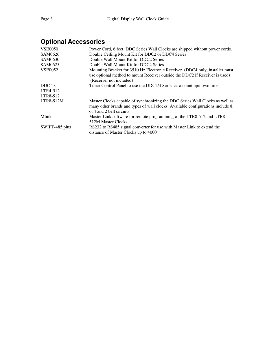 Optional accessories | Lathem DDC2 User Manual | Page 9 / 63