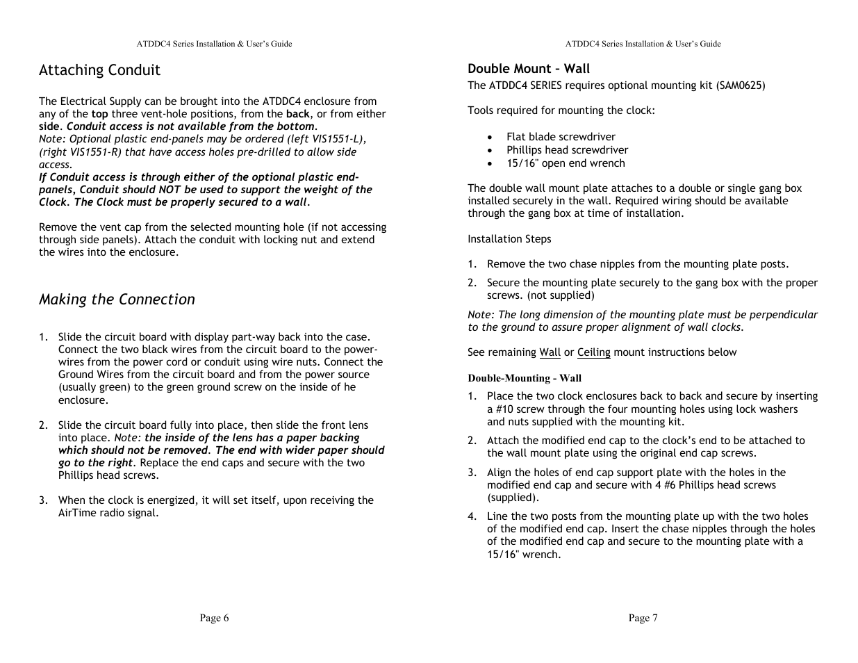 Attaching conduit, Making the connection | Lathem ATDDC4 User Manual | Page 8 / 8