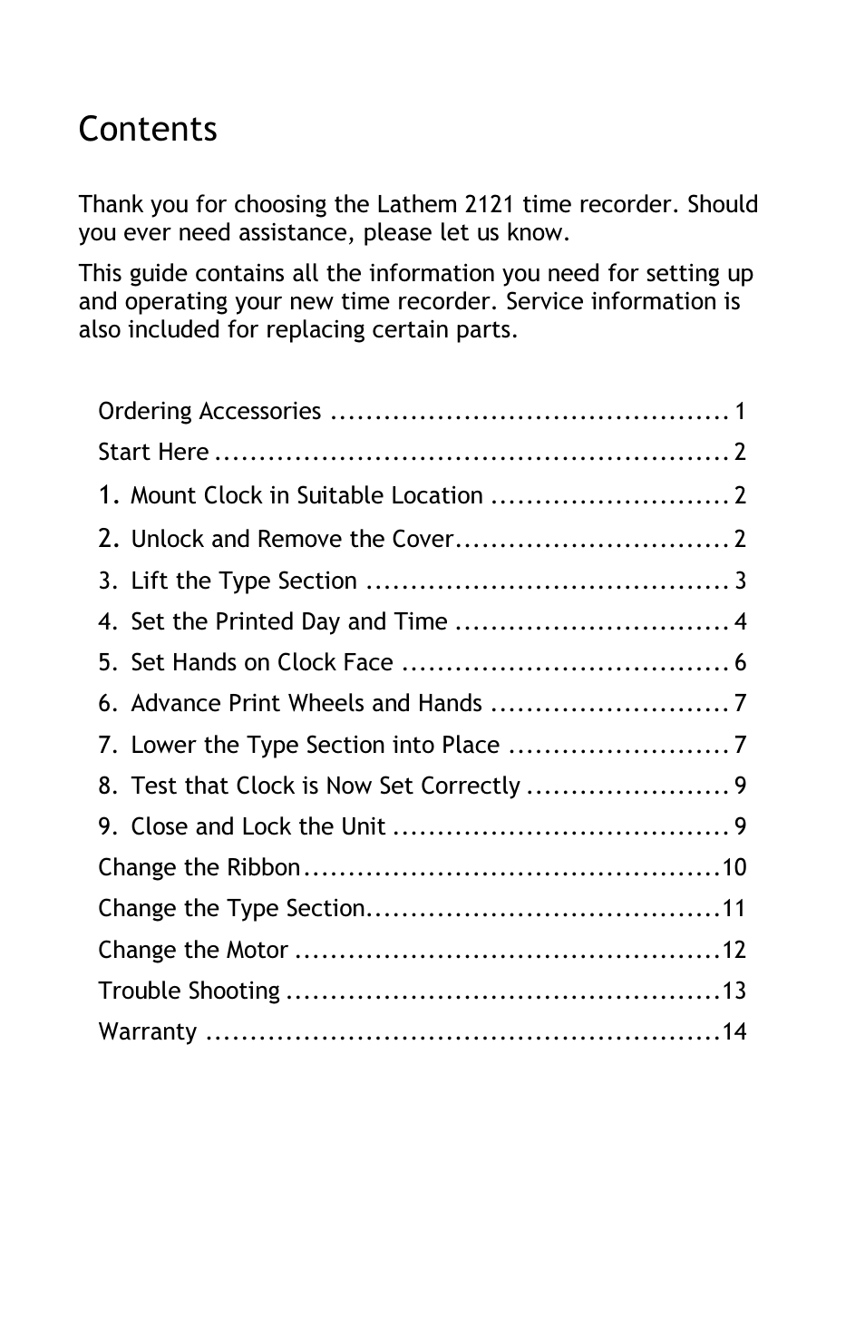 Lathem 2121 User Manual | Page 2 / 16