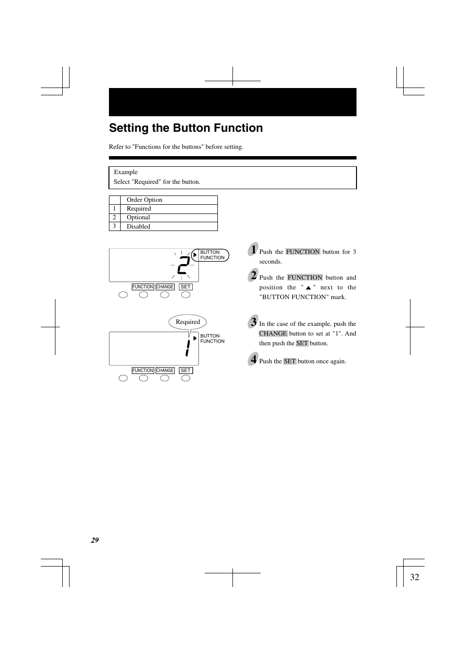 Setting the button function | Lathem 7000E User Manual | Page 32 / 44