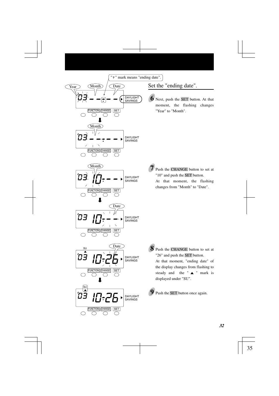 Set the "ending date | Lathem 7000E User Manual | Page 35 / 44