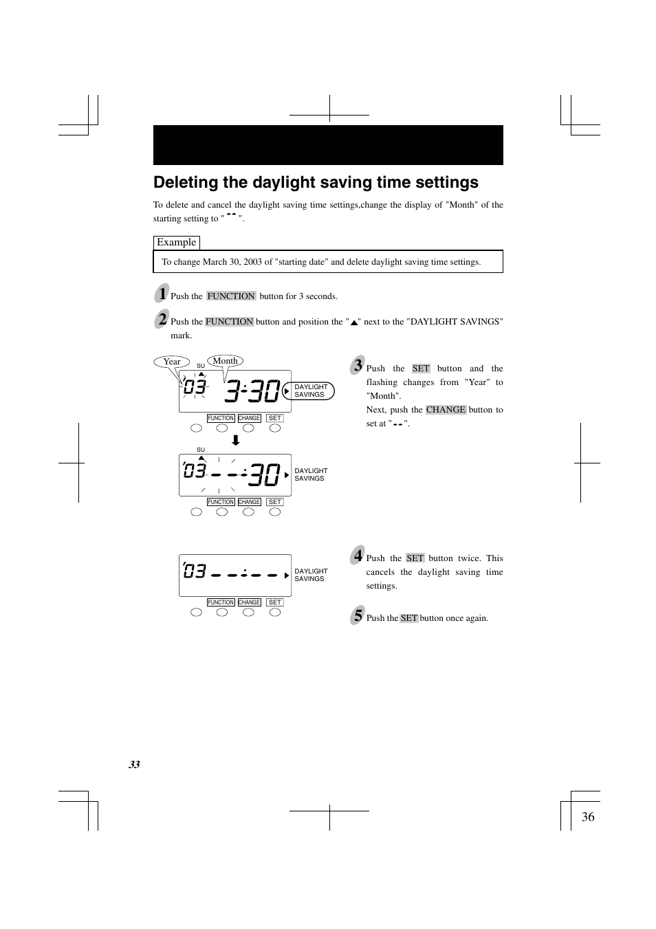 Deleting the daylight saving time settings | Lathem 7000E User Manual | Page 36 / 44