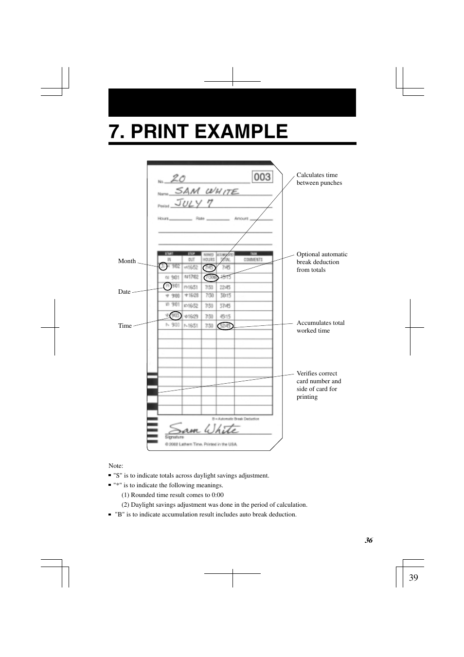 Print example | Lathem 7000E User Manual | Page 39 / 44