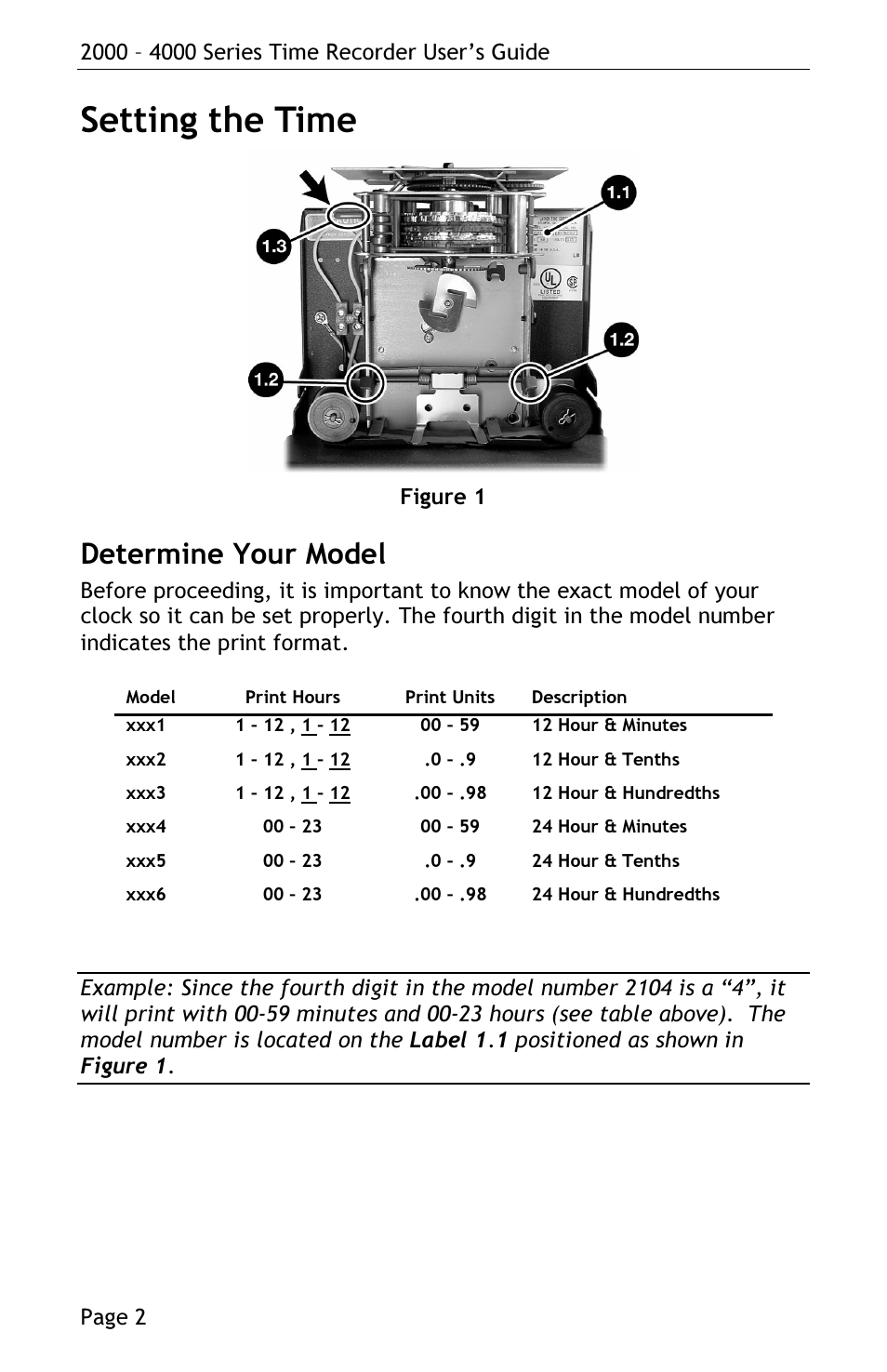Setting the time, Determine your model | Lathem 4000 User Manual | Page 4 / 16