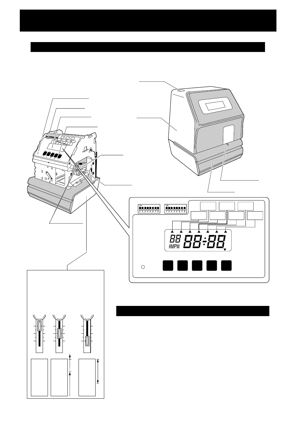 Configuration, Location of name print position on time card, Print position adjuster | Lathem 5000E User Manual | Page 5 / 23