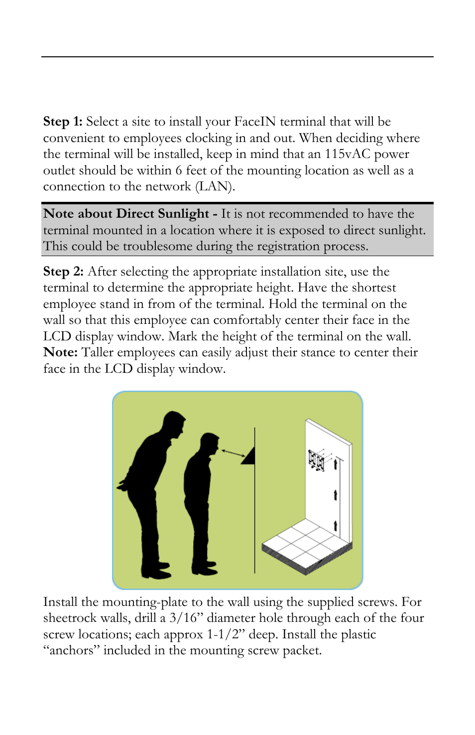Install the facein terminal | Lathem FR700 User Manual | Page 16 / 105