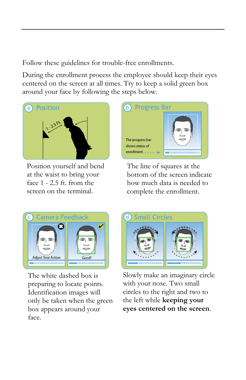 Face enrollment guide | Lathem FR700 User Manual | Page 21 / 105