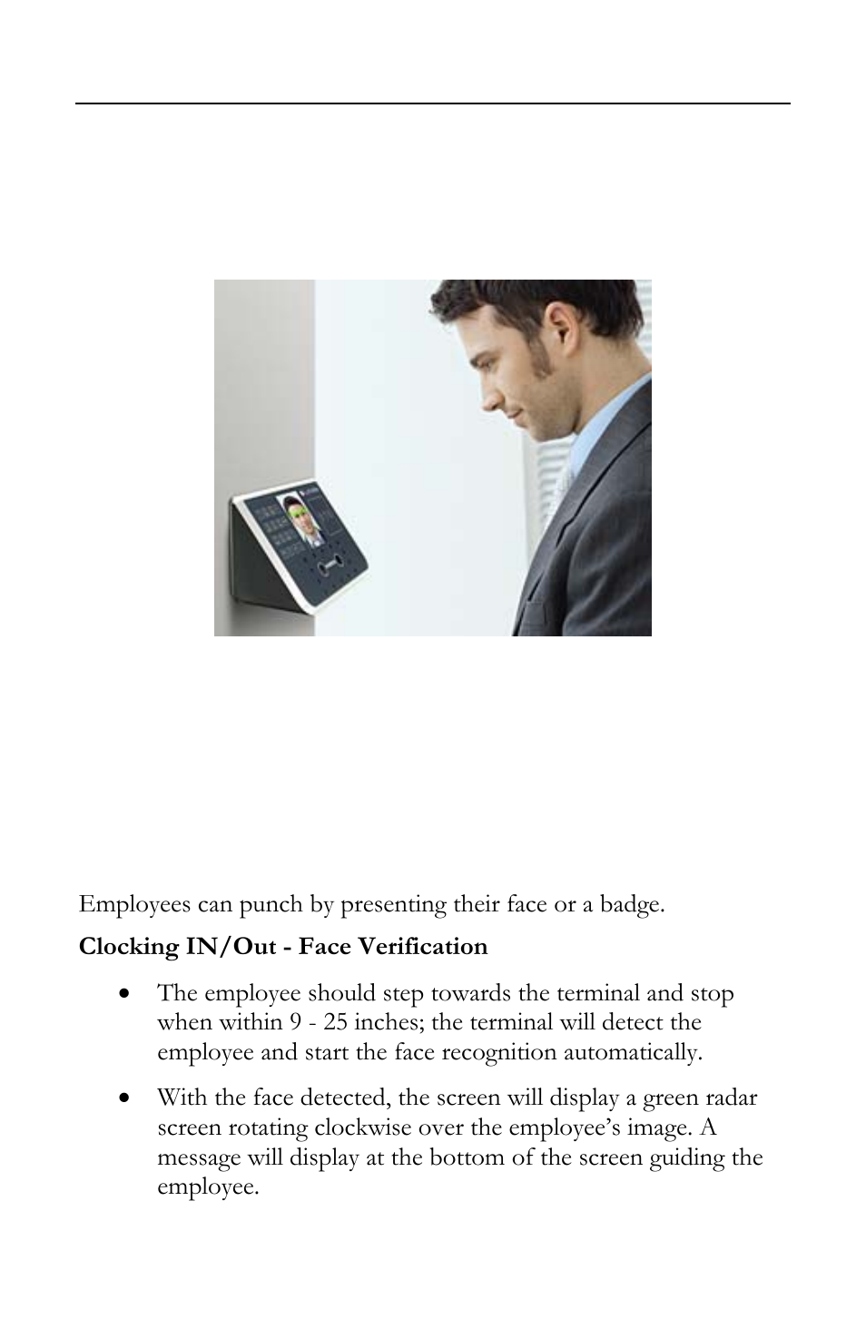 Using the facein terminal | Lathem FR700 User Manual | Page 28 / 105