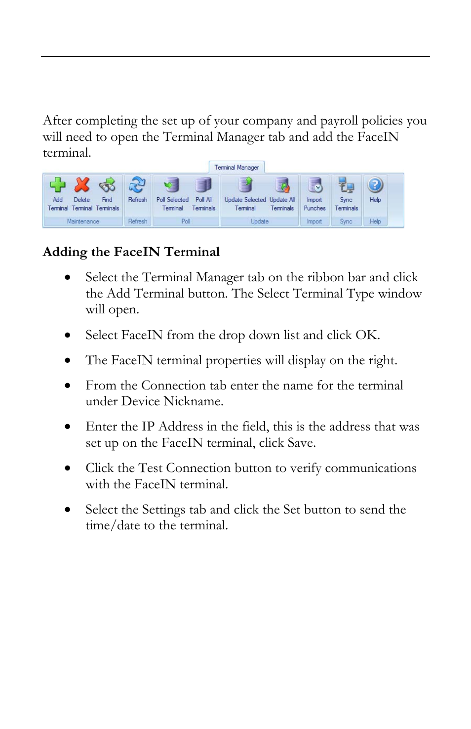 Add the facein terminal | Lathem FR700 User Manual | Page 47 / 105