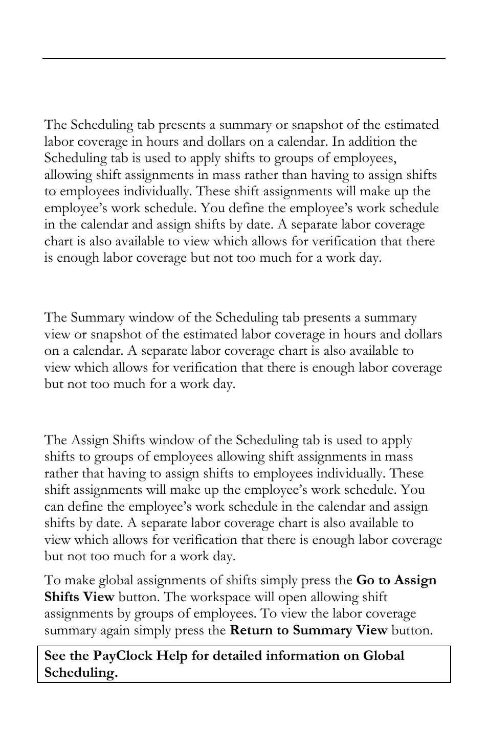 Global scheduling | Lathem FR700 User Manual | Page 71 / 105