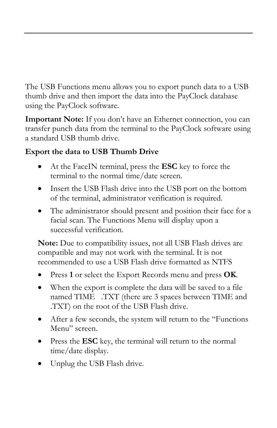 Appendix a - exporting punches to a usb drive | Lathem FR700 User Manual | Page 85 / 105