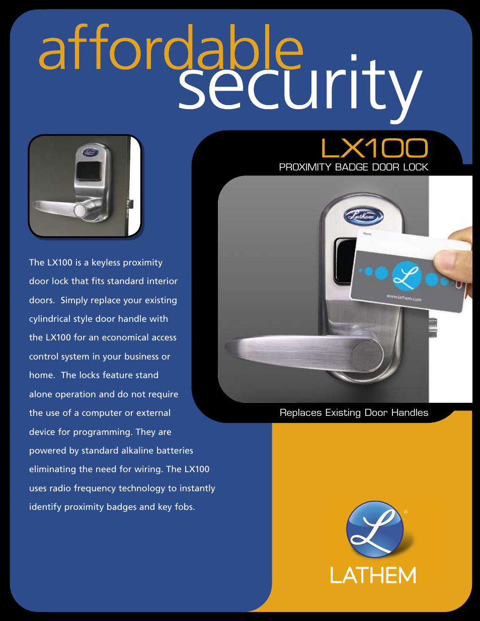 Lathem Keyless Proximity Lock LX100 User Manual | 2 pages