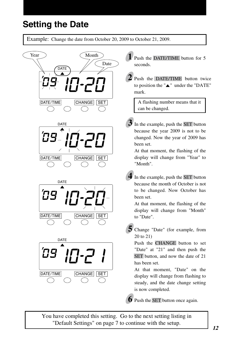 Setting the date | Lathem 7500E User Manual | Page 15 / 50