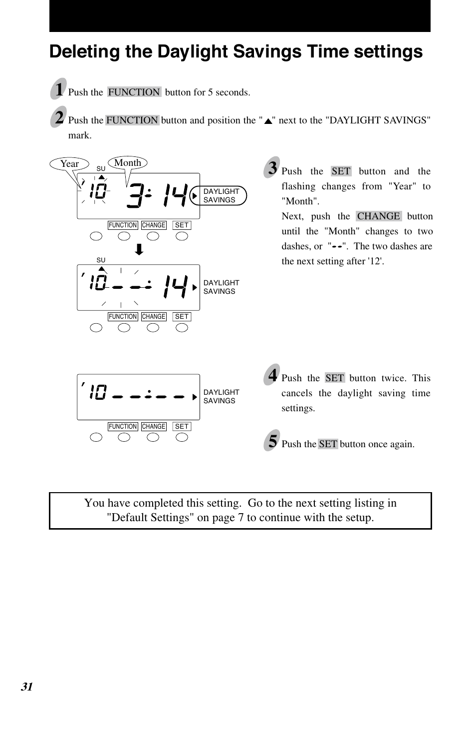 Deleting the daylight savings time settings 1 | Lathem 7500E User Manual | Page 34 / 50