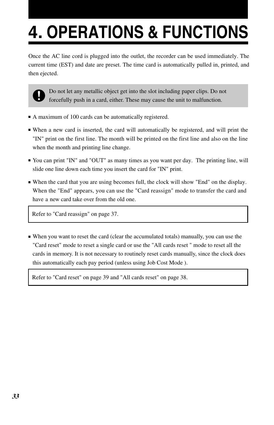 Operations & functions | Lathem 7500E User Manual | Page 36 / 50