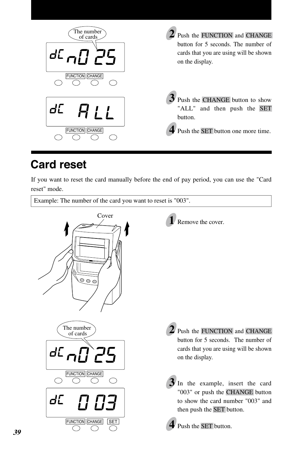 Card reset | Lathem 7500E User Manual | Page 42 / 50
