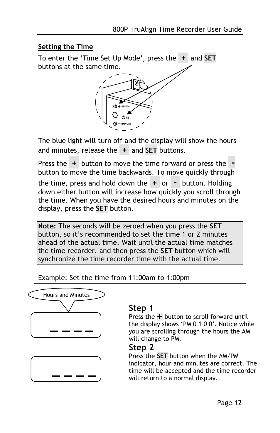 Step 1, Step 2 | Lathem TRUALIGN TIME RECORDER 800P User Manual | Page 11 / 39