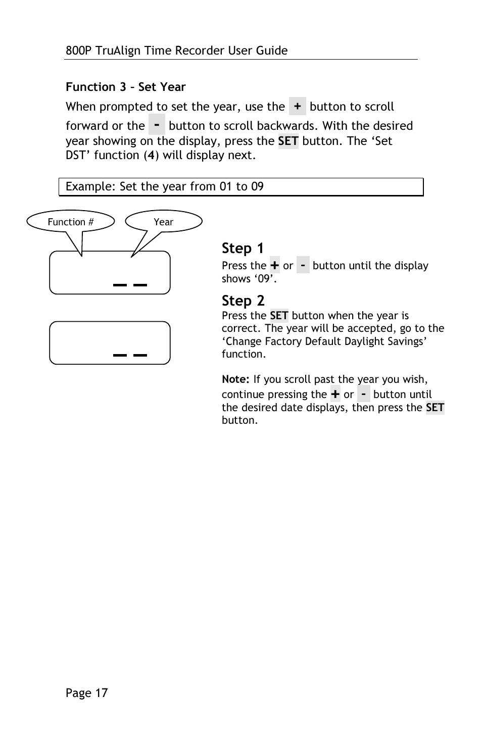 Step 1, Step 2 | Lathem TRUALIGN TIME RECORDER 800P User Manual | Page 16 / 39