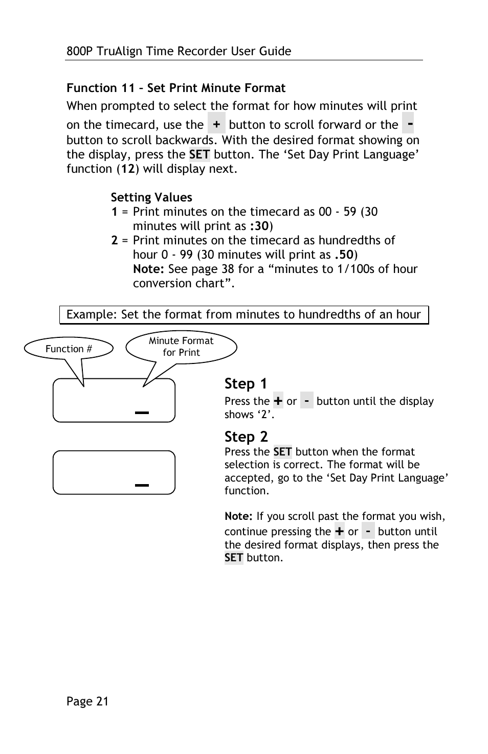 Step 1, Step 2 | Lathem TRUALIGN TIME RECORDER 800P User Manual | Page 20 / 39