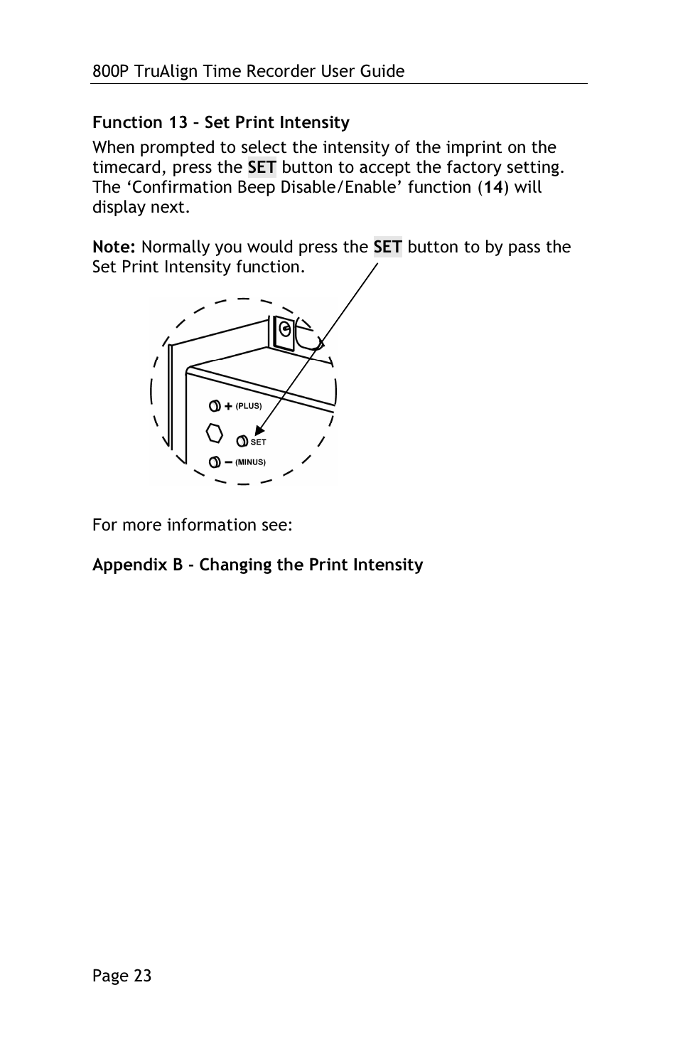 Lathem TRUALIGN TIME RECORDER 800P User Manual | Page 22 / 39