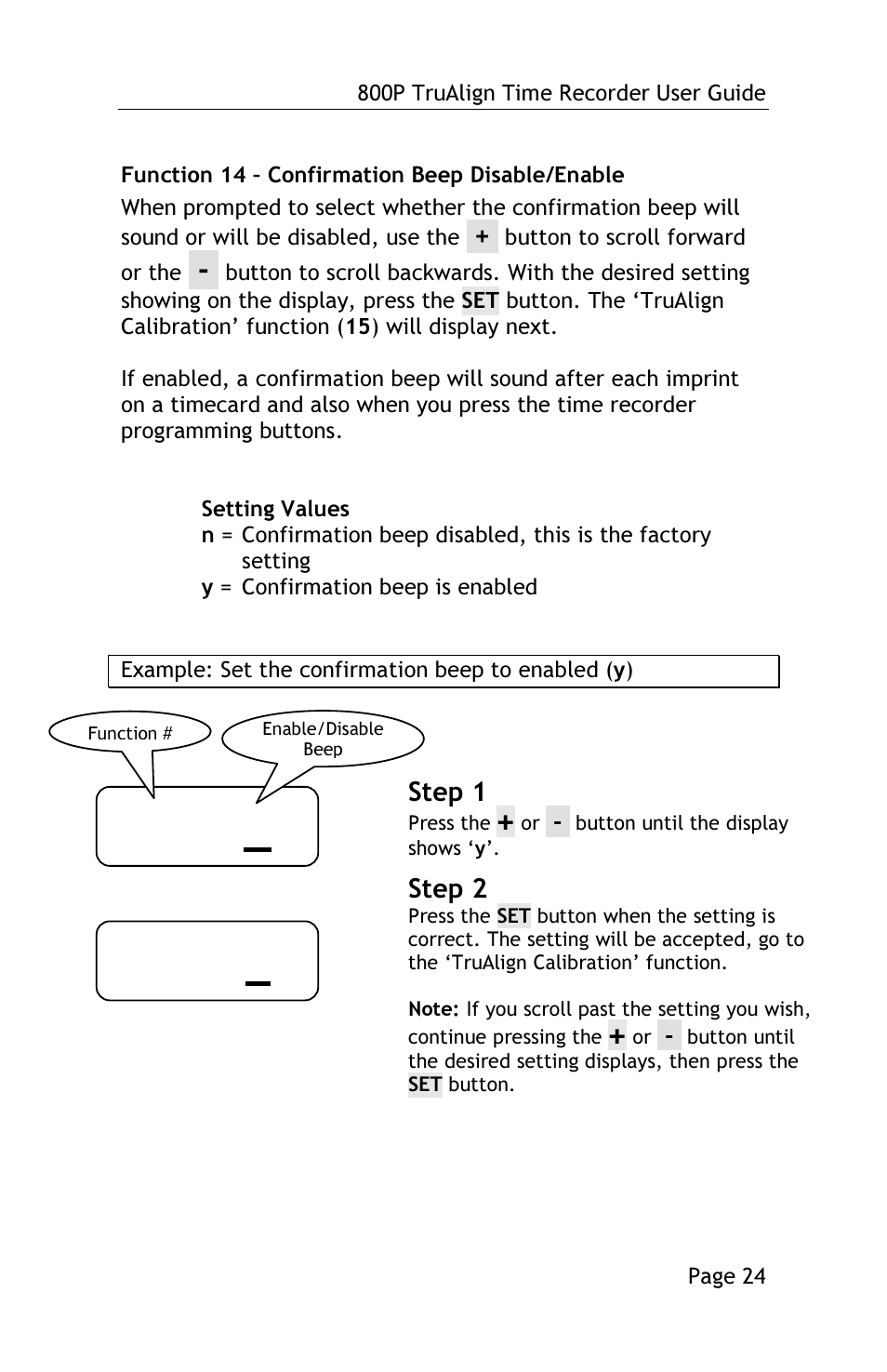 Step 1, Step 2 | Lathem TRUALIGN TIME RECORDER 800P User Manual | Page 23 / 39