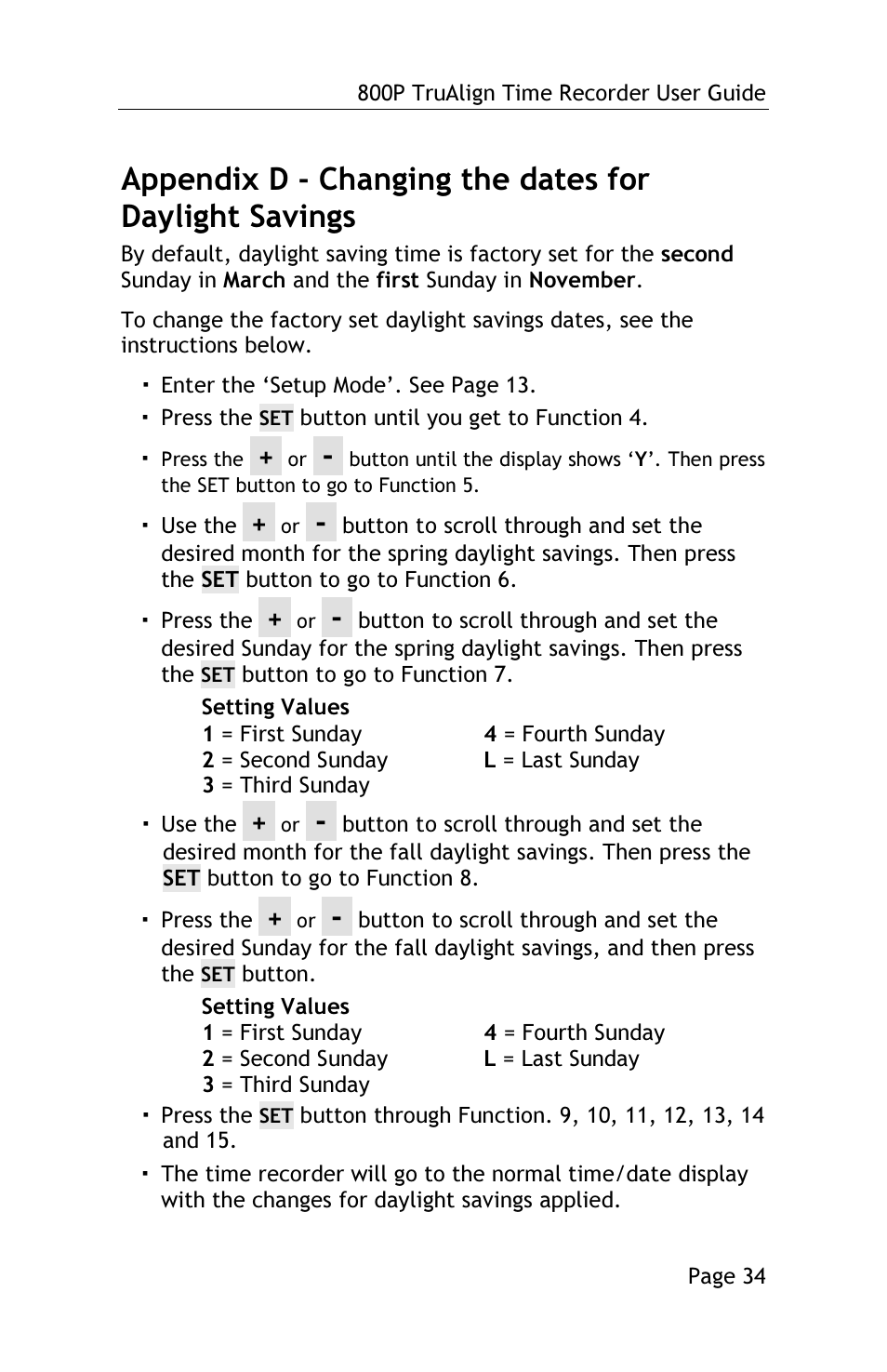 Lathem TRUALIGN TIME RECORDER 800P User Manual | Page 33 / 39