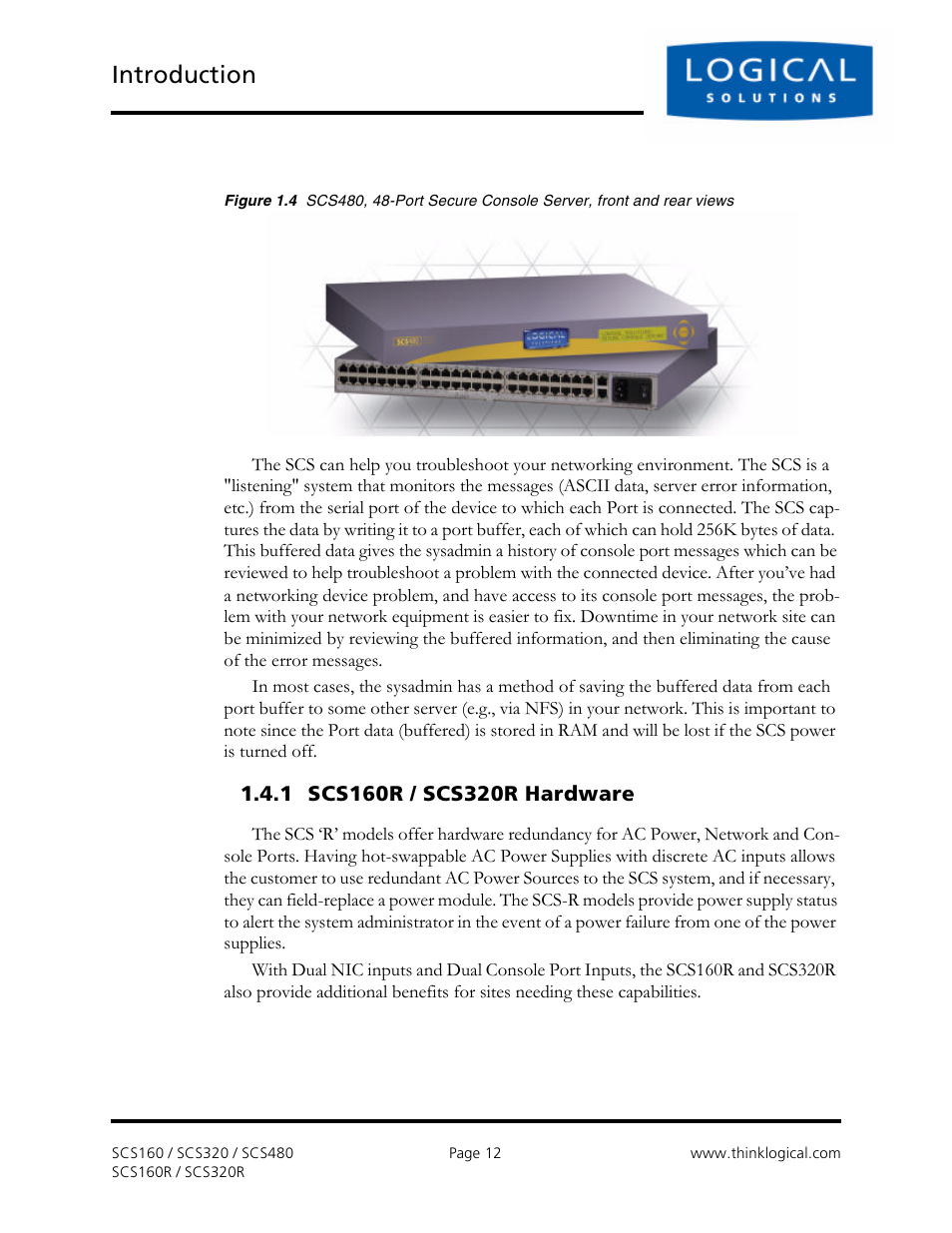 Introduction | Logical Solutions Secure Console Servers SCS-R User Manual | Page 12 / 90