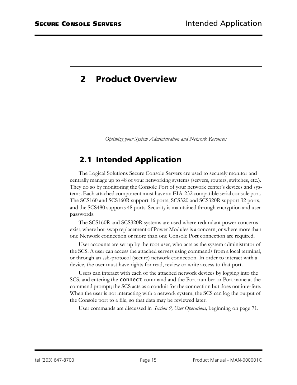 2 product overview, Intended application, 1 intended application | Logical Solutions Secure Console Servers SCS-R User Manual | Page 15 / 90