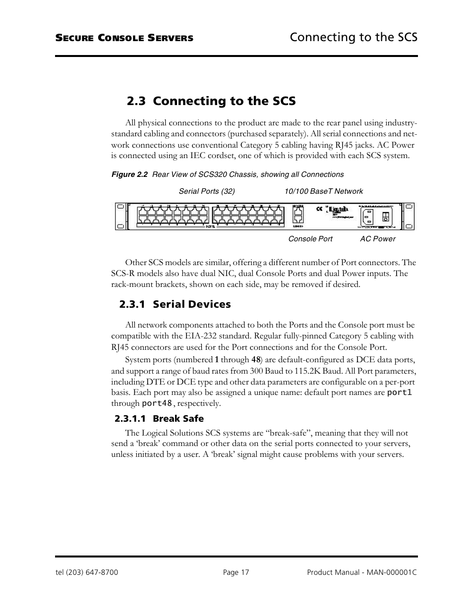 Connecting to the scs, 3 connecting to the scs | Logical Solutions Secure Console Servers SCS-R User Manual | Page 17 / 90
