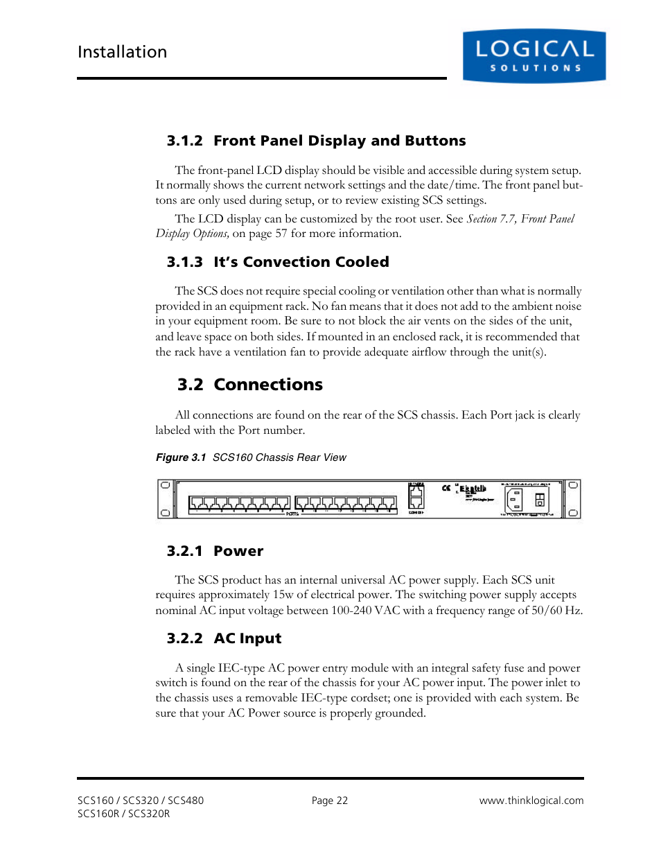 Installation, 2 connections | Logical Solutions Secure Console Servers SCS-R User Manual | Page 22 / 90