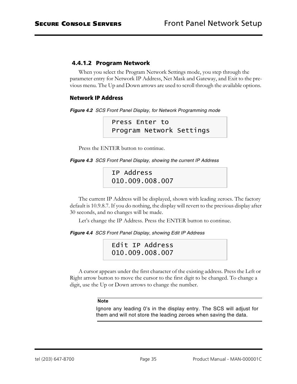 Front panel network setup | Logical Solutions Secure Console Servers SCS-R User Manual | Page 35 / 90