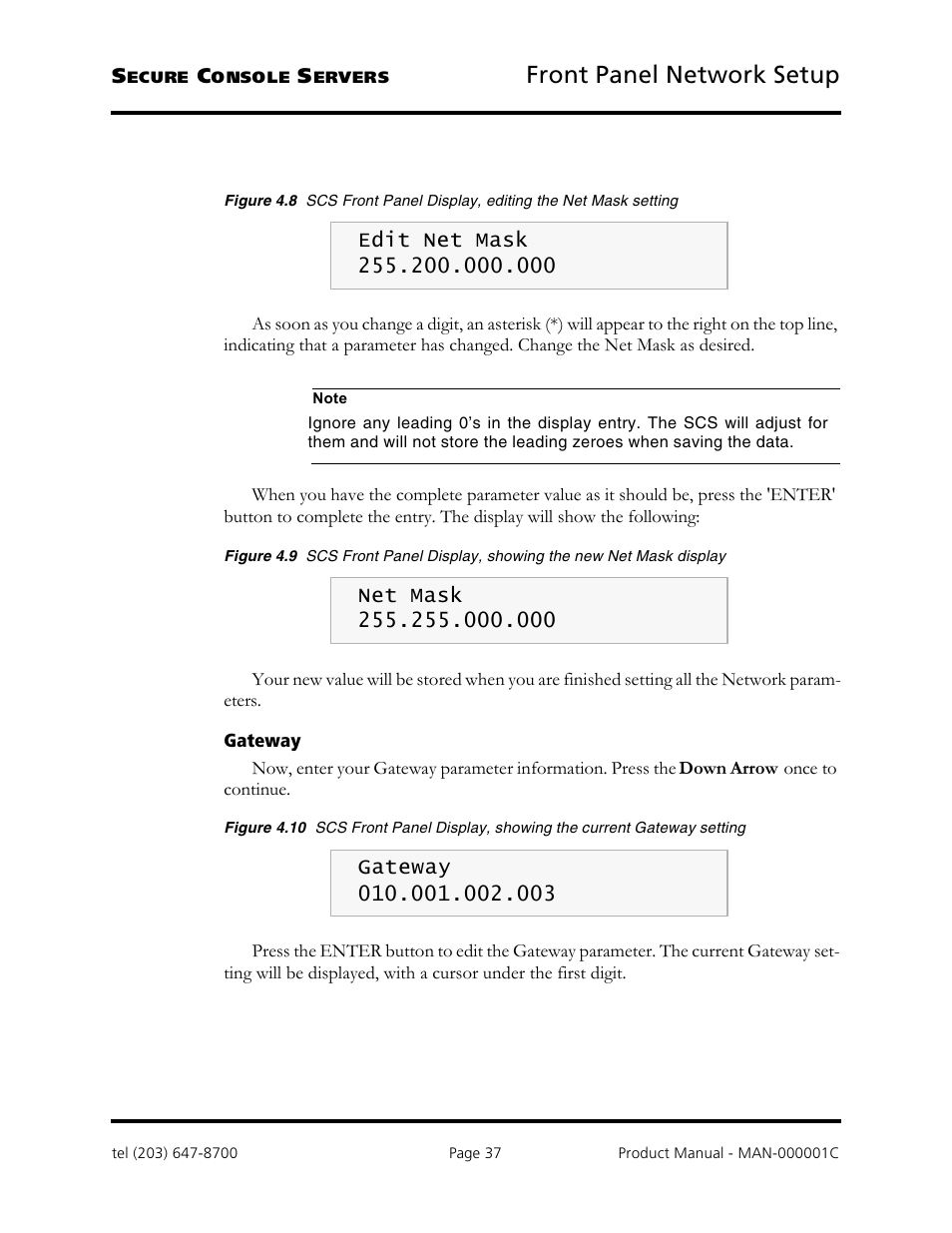 Front panel network setup | Logical Solutions Secure Console Servers SCS-R User Manual | Page 37 / 90