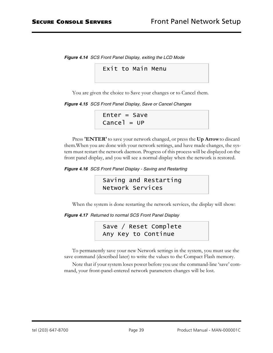 Front panel network setup | Logical Solutions Secure Console Servers SCS-R User Manual | Page 39 / 90