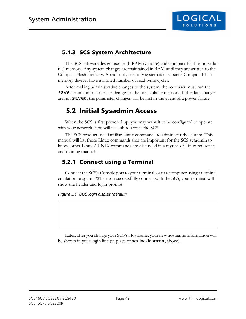 System administration, 2 initial sysadmin access | Logical Solutions Secure Console Servers SCS-R User Manual | Page 42 / 90