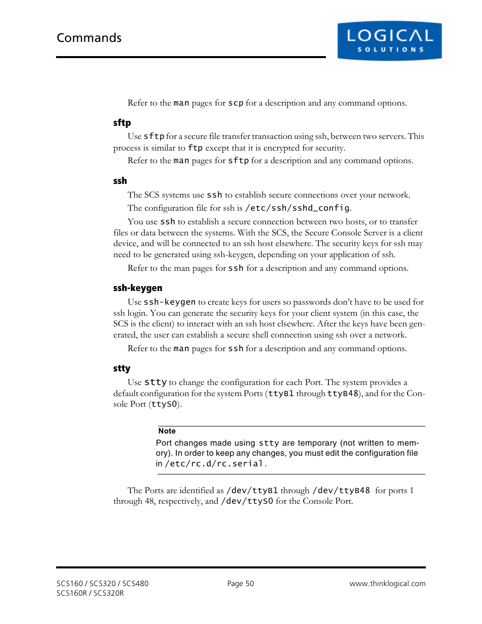 Commands | Logical Solutions Secure Console Servers SCS-R User Manual | Page 50 / 90