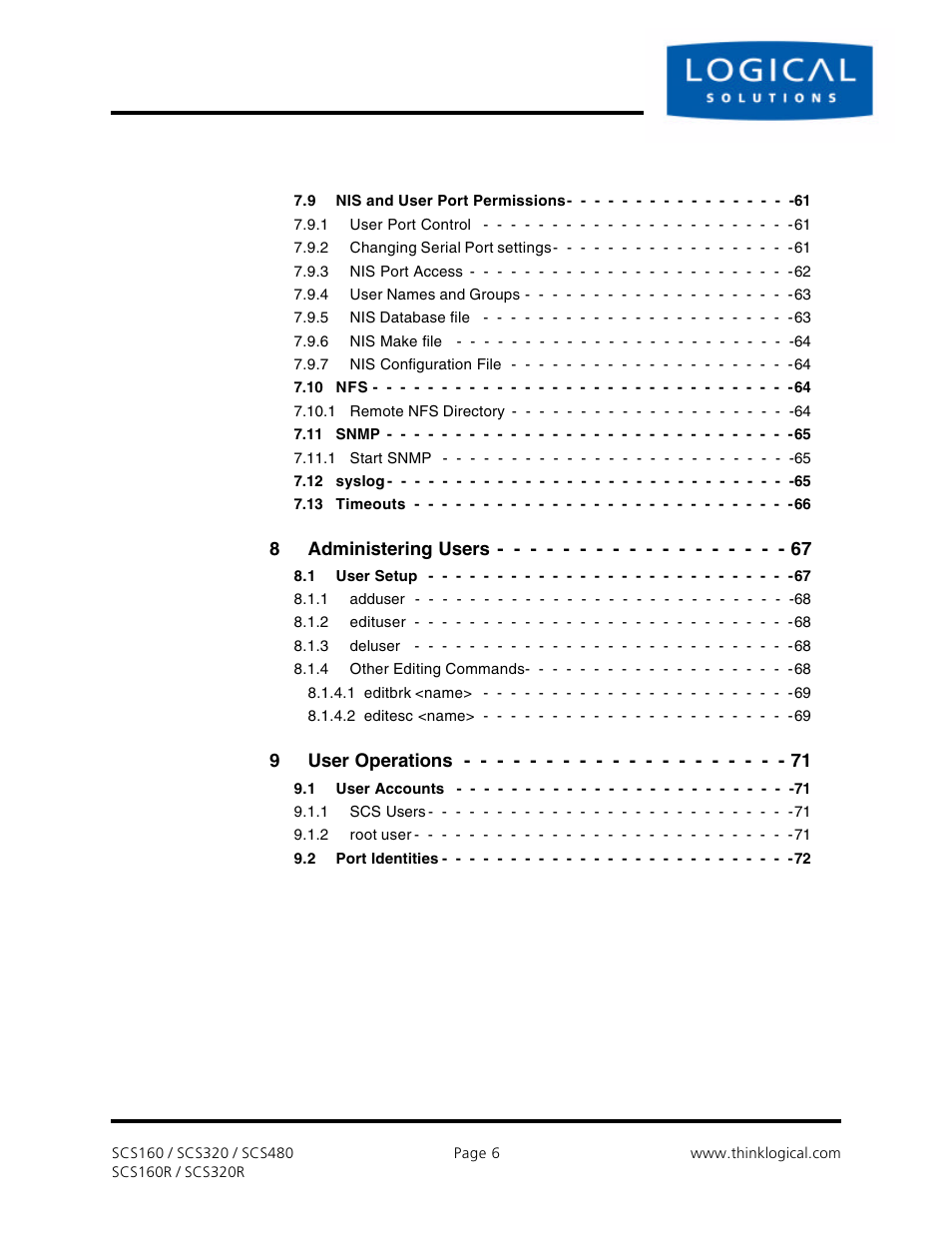Logical Solutions Secure Console Servers SCS-R User Manual | Page 6 / 90