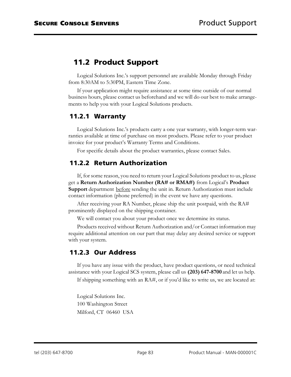 Product support, 2 product support | Logical Solutions Secure Console Servers SCS-R User Manual | Page 83 / 90